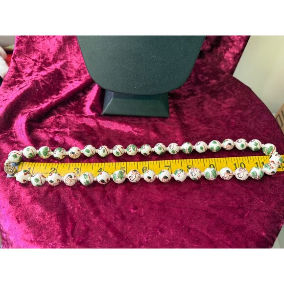 50s Chinoiserie Porcelain Hand Painted Beads Hand Knotted Silk Thread - Picture 8 of 8